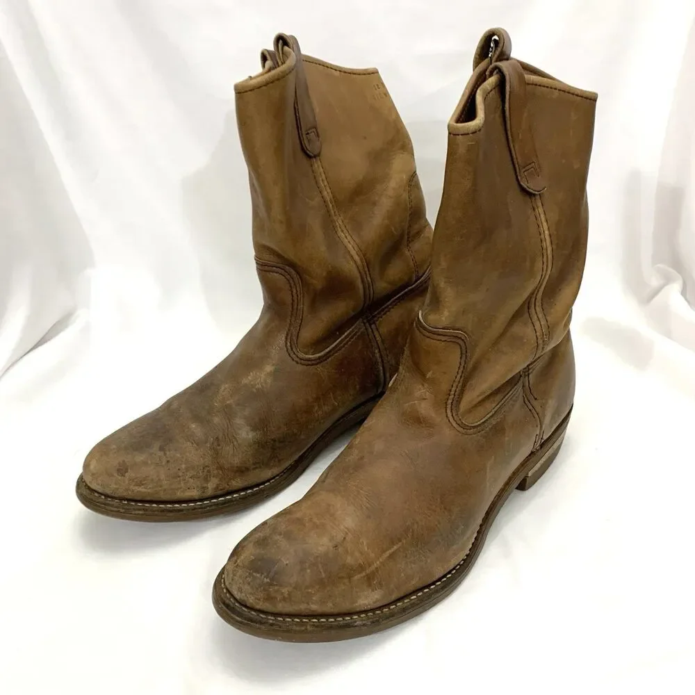 Red Wing Pecos Nailseat 1155 Brown Vintage Pull on Roper Work BOOTS 12 D USA